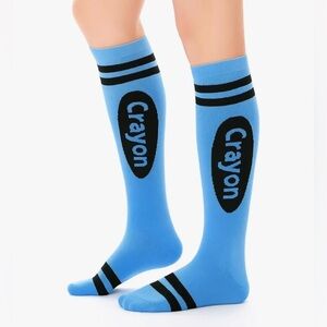 Crayon Knee High Socks - Light Blue